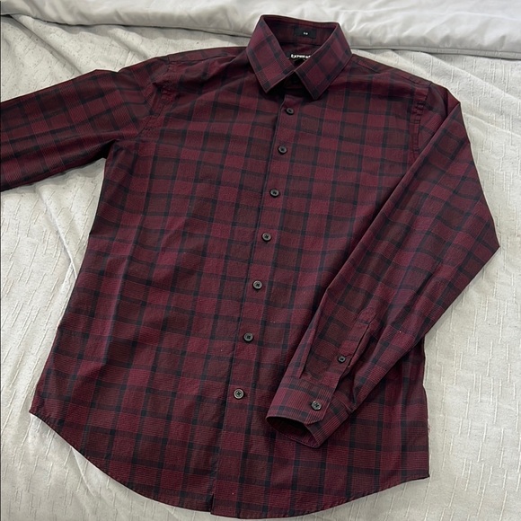 Express Red Plaid Casual Button Down Shirt - Picture 1 of 1